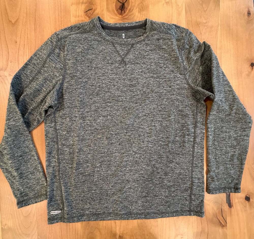 Free Country Micro-Tech Long Sleeve Crew Neck Size L/G Gray
